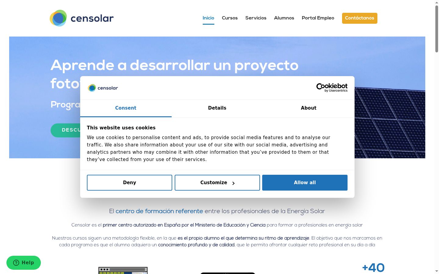 Screenshot del banner di consenso mostrato prima di qualsiasi interazione