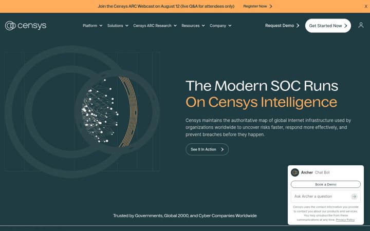 Screenshot ta' censys.io