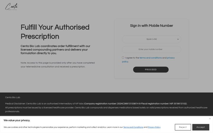 Screenshot of centabiolab.com