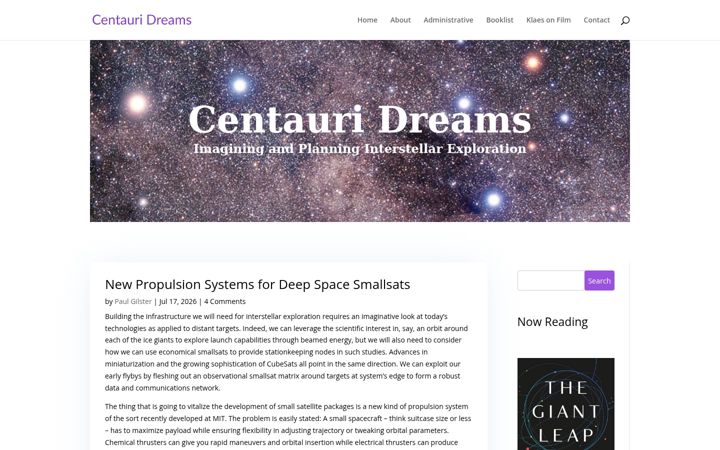 Screenshot von centauri-dreams.org