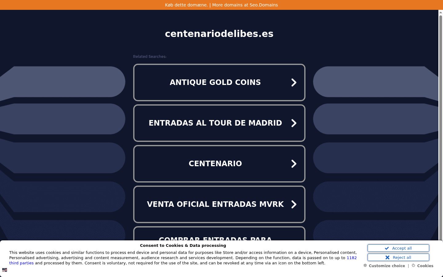 Captura de pantalla del banner de consentimiento mostrado antes de cualquier interacción