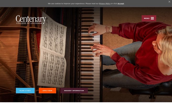 Screenshot of centenary.edu