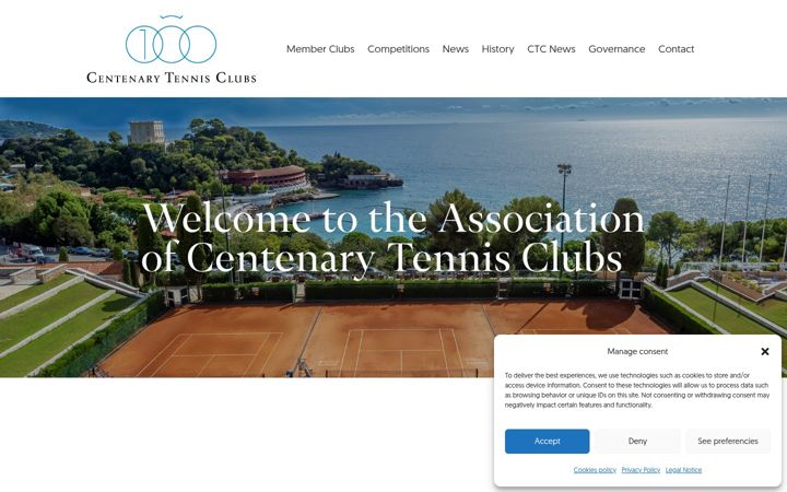 Posnetek zaslona centenarytennisclubs.org