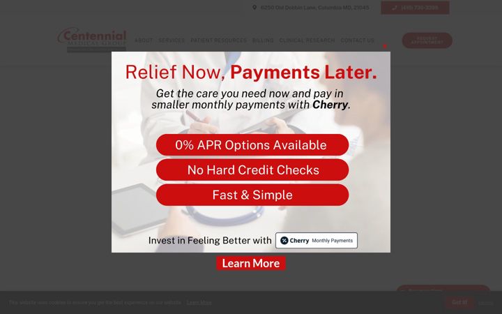 Screenshot of centennialmedical.com