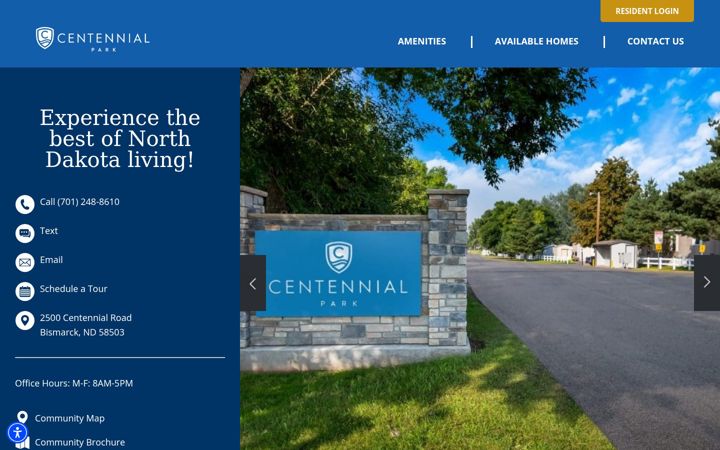 Screenshot of centennialparknd.com