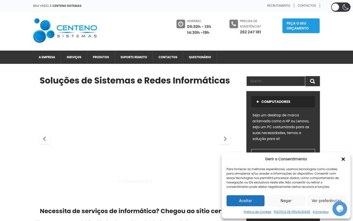 Captura de ecrã de centenosistemas.pt
