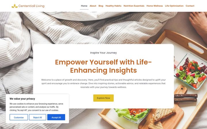 Screenshot of cententialliving.com