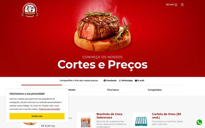 Captură de ecran a centercarnestubarao.com.br