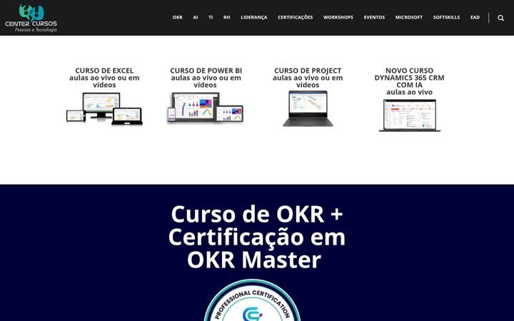 Captură de ecran a centercursos.com.br