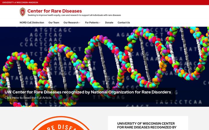 Screenshot von centerforrarediseases.wisc.edu