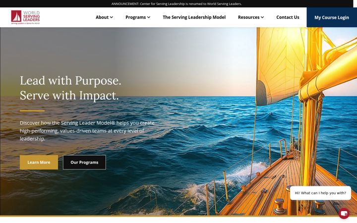 Screenshot of centerforservingleadership.com