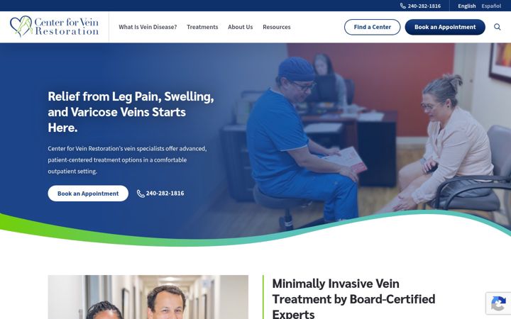 Screenshot of centerforvein.com