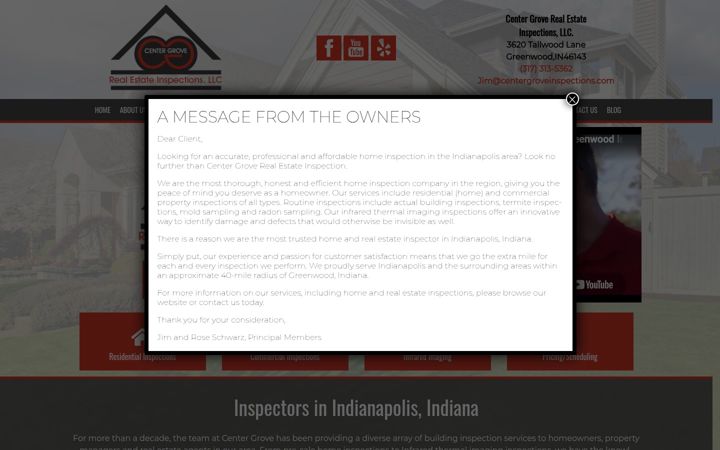 Screenshot of centergroveinspections.com