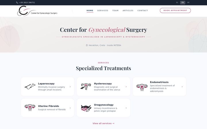 Screenshot of centergynsurgery.com