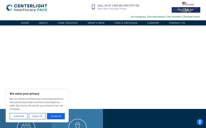 Snímek obrazovky centerlighthealthcare.org