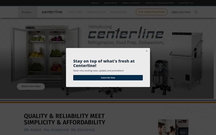 Screenshot of centerlinefoodequipment.com
