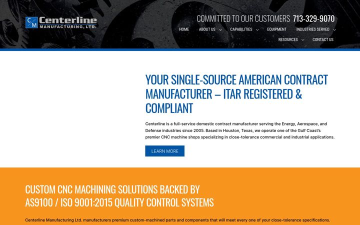Screenshot of centerlinemanufacturingltd.com