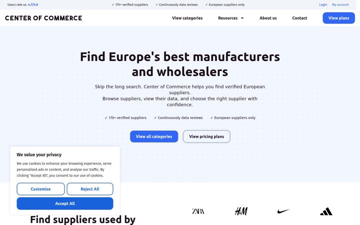 Screenshot of centerofcommerce.com