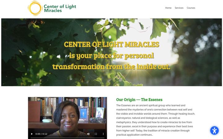 Snímek obrazovky centeroflightmiracles.org