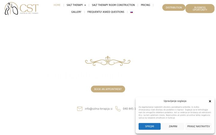 Screenshot of centerofsalttherapy.com