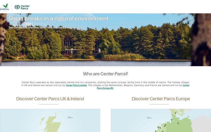 Screenshot of centerparcs.com