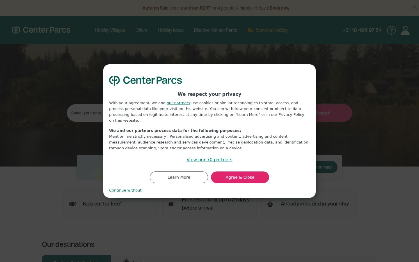 Screenshot of the consent banner shown before any interaction