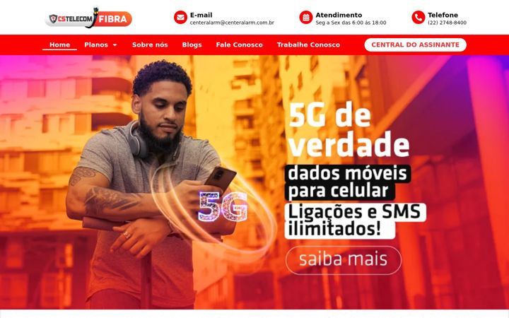 Captură de ecran a centersattelecom.com.br