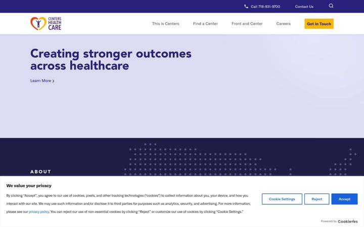 Screenshot of centershealthcare.com