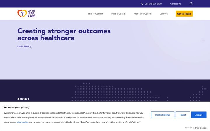 Snímek obrazovky centershealthcare.org