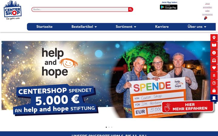 Екранна снимка на centershop.de