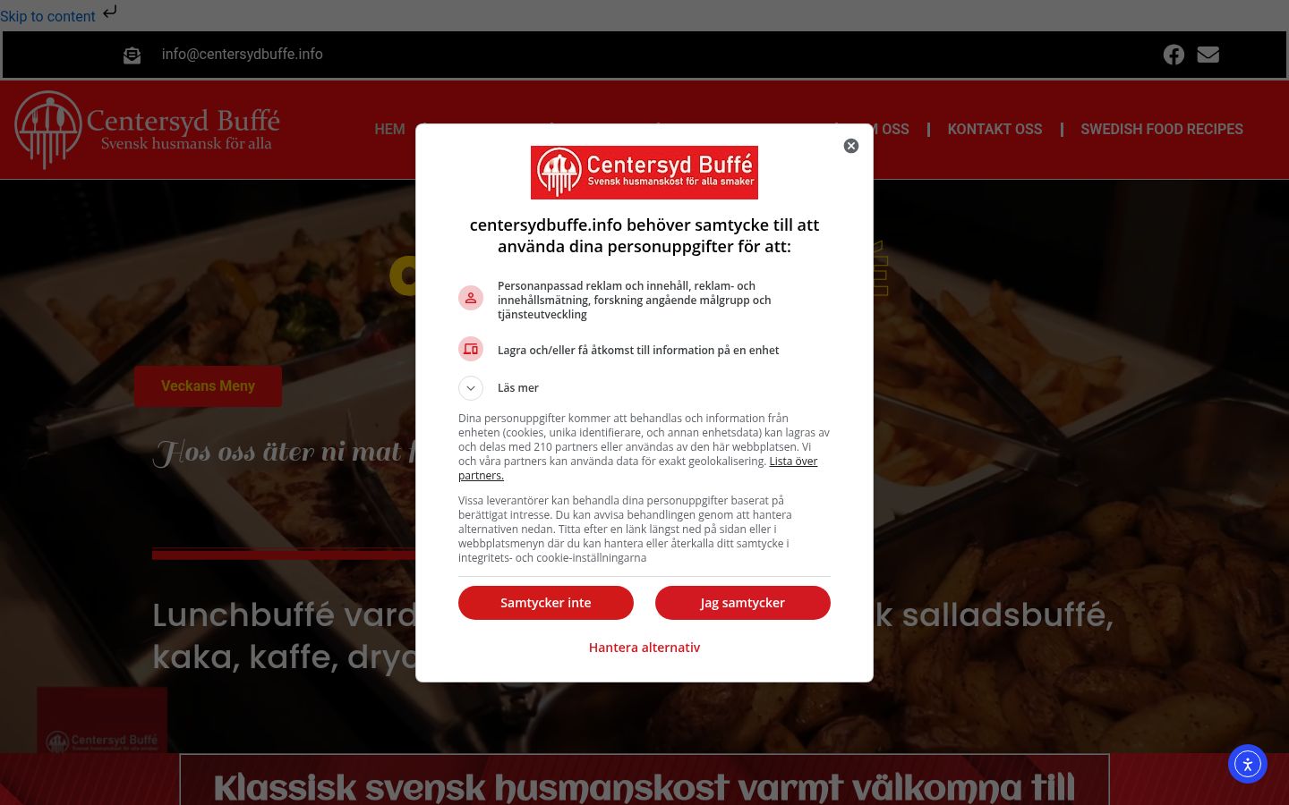 Screenshot des Einwilligungsbanners vor jeglicher Interaktion