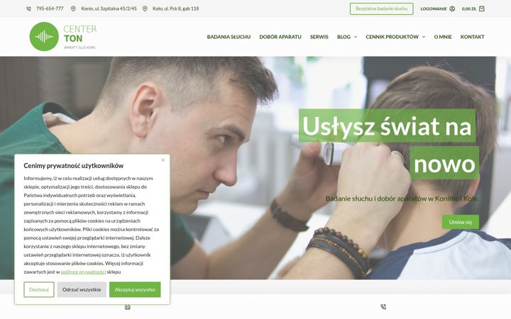 Kuvakaappaus sivustosta centerton.pl