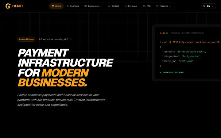 Screenshot of centi.business