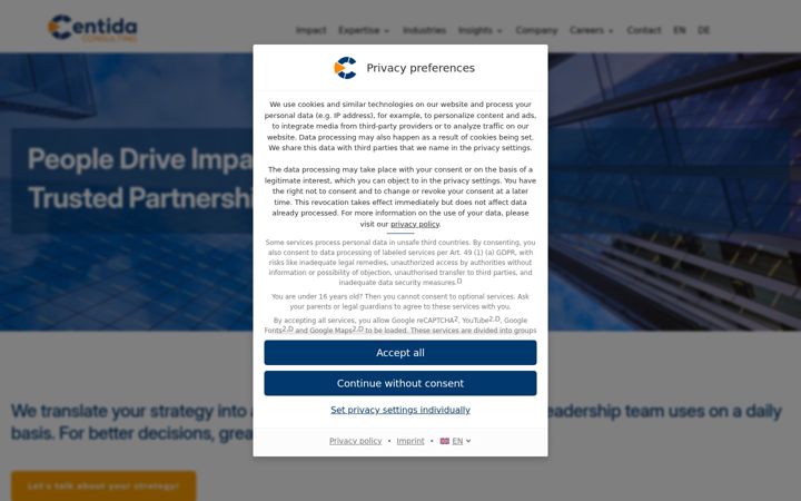 Screenshot of centida.com