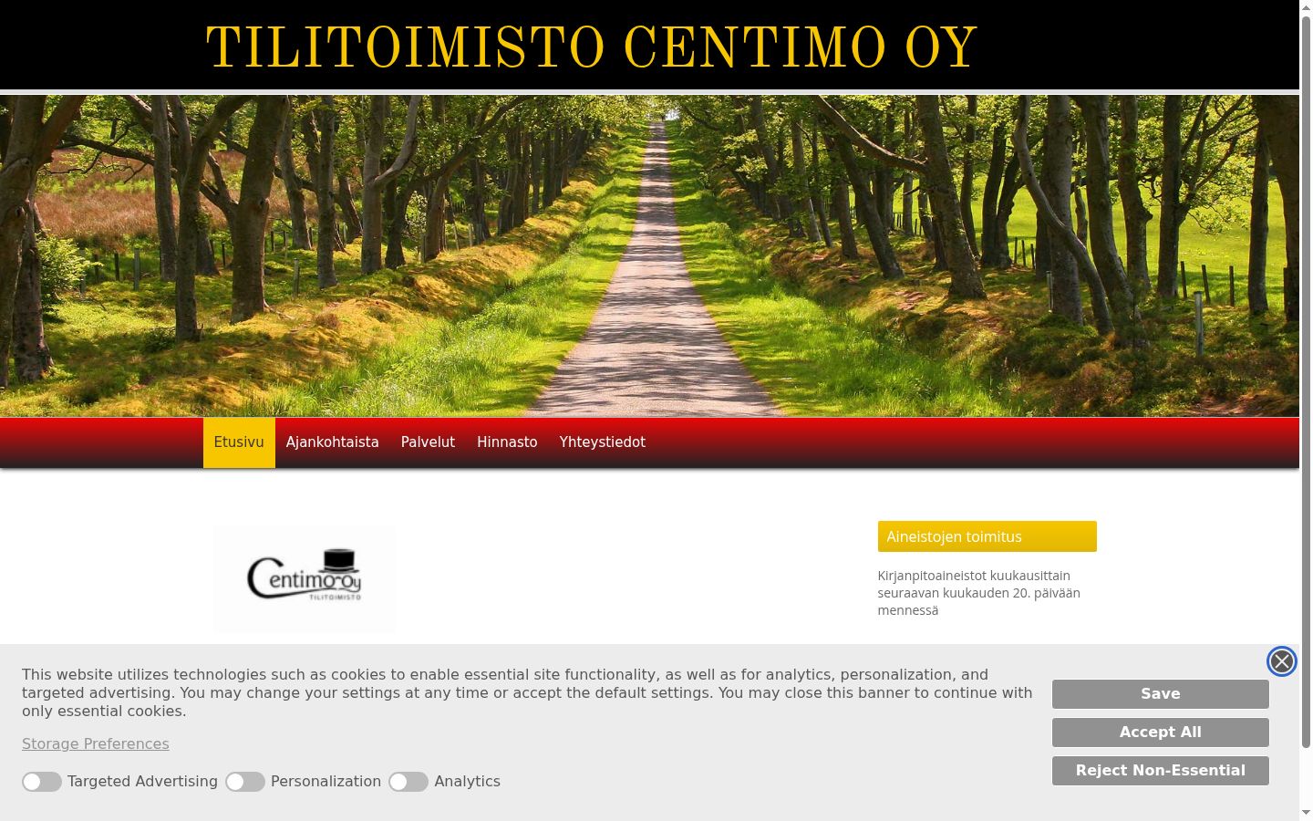 Screenshot del banner di consenso mostrato prima di qualsiasi interazione