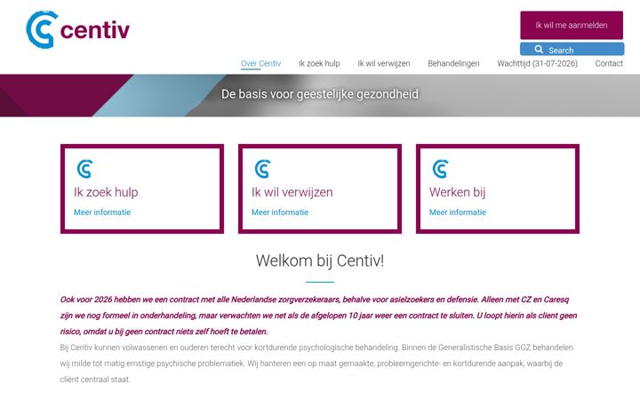 Captură de ecran a centiv.nl