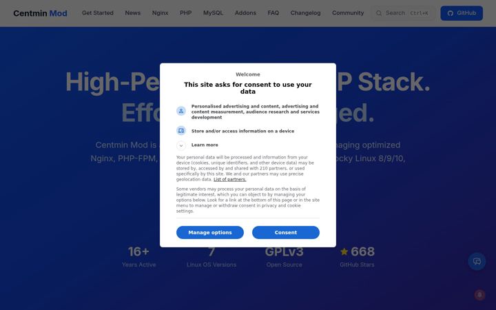 Screenshot of centminmod.com