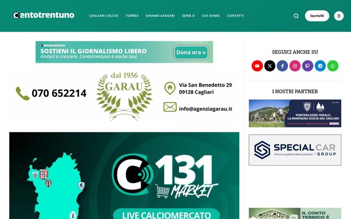 Screenshot of centotrentuno.com