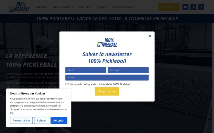 Screenshot ta' centpourcent-pickleball.fr