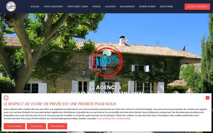 Screenshot of centpourcentimmobilier.com