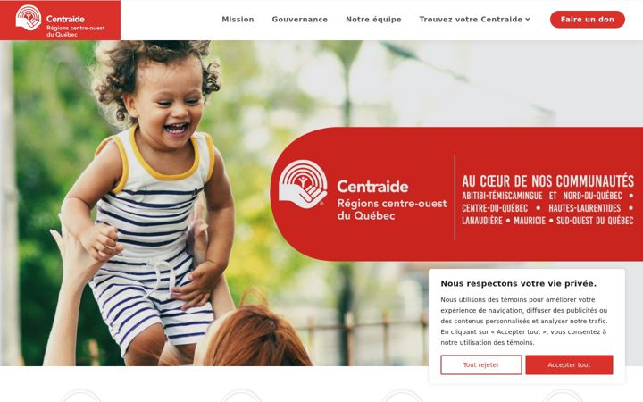Ekraanipilt saidist centraide-rcoq.ca