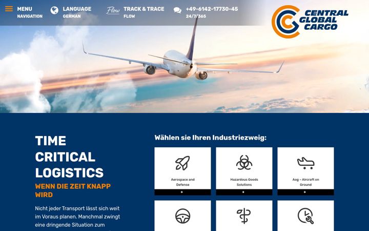 Screenshot of central-global.aero