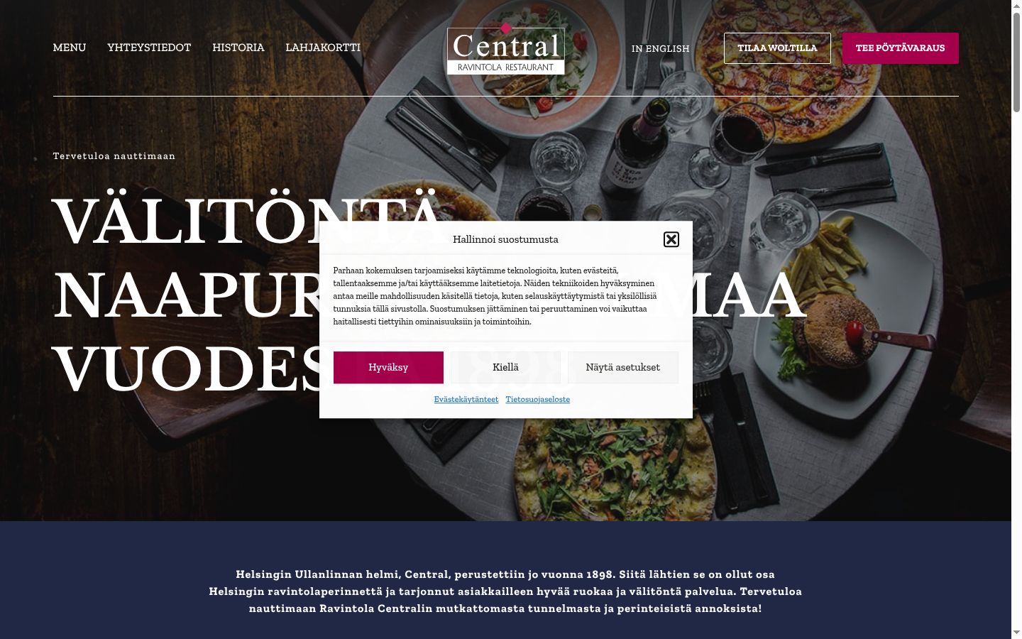 Screenshot del banner di consenso mostrato prima di qualsiasi interazione