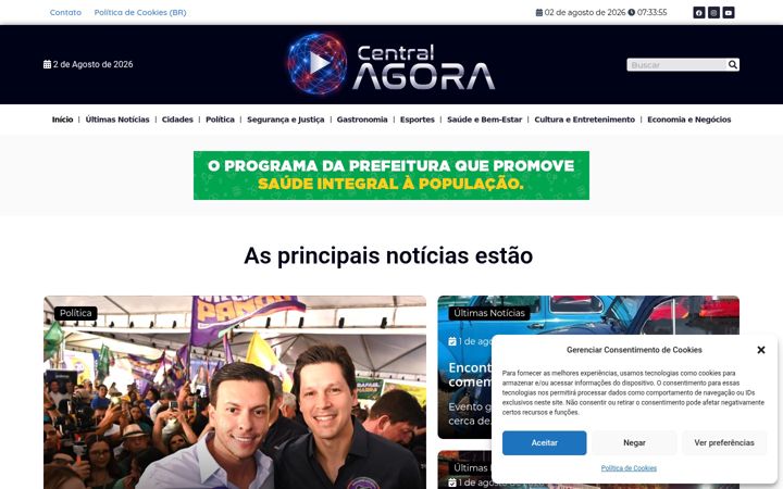 Screenshot stránky centralagora.com.br
