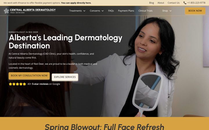 Ekraanipilt saidist centralalbertadermatology.ca