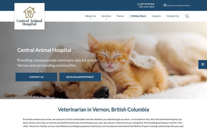 Ekraanipilt saidist centralanimalhospital.ca