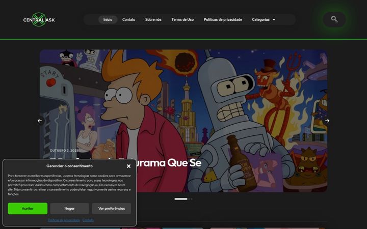 Screenshot stránky centralask.com.br