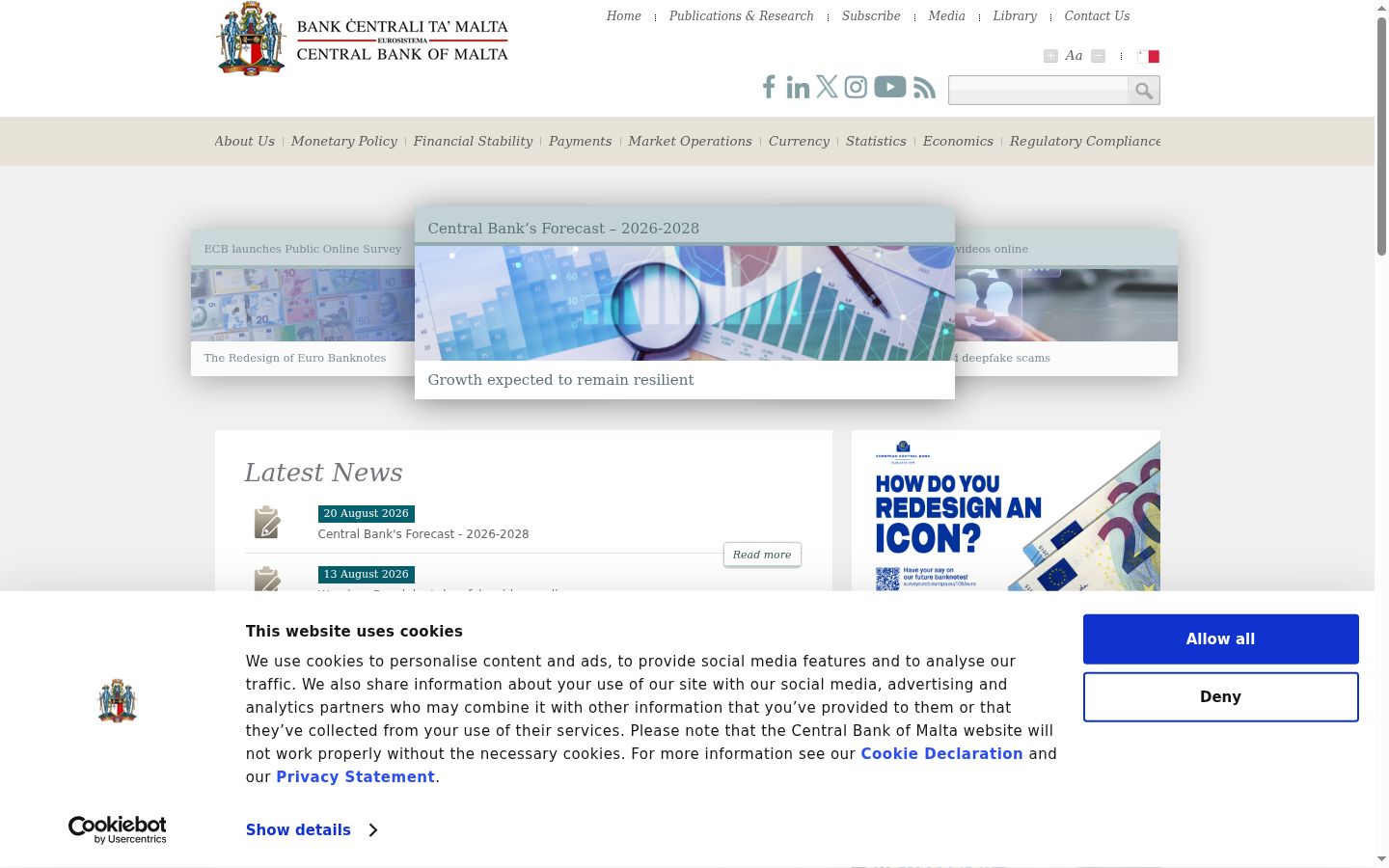 Screenshot tal-banner tal-kunsens muri qabel kwalunkwe interazzjoni