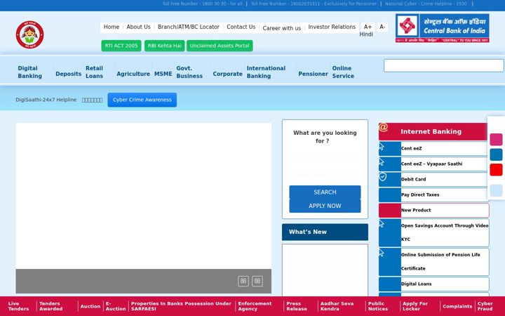 Screenshot di centralbankofindia.co.in