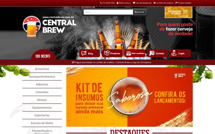 Screenshot stránky centralbrew.com.br
